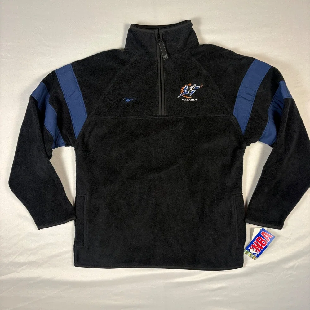 VTG Reebok Washington Wizards NBA Fleece Quarter Zip Pullover Youth Large